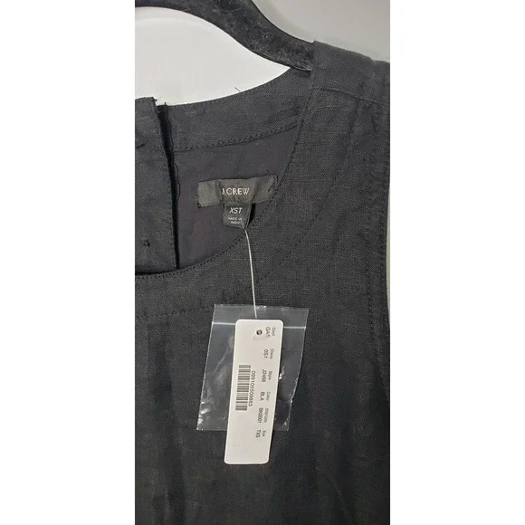 J. Crew NWT Black Beauchamps Linen Button Back Sleeveless Shift Dress XS Tall - Picture 8 of 12